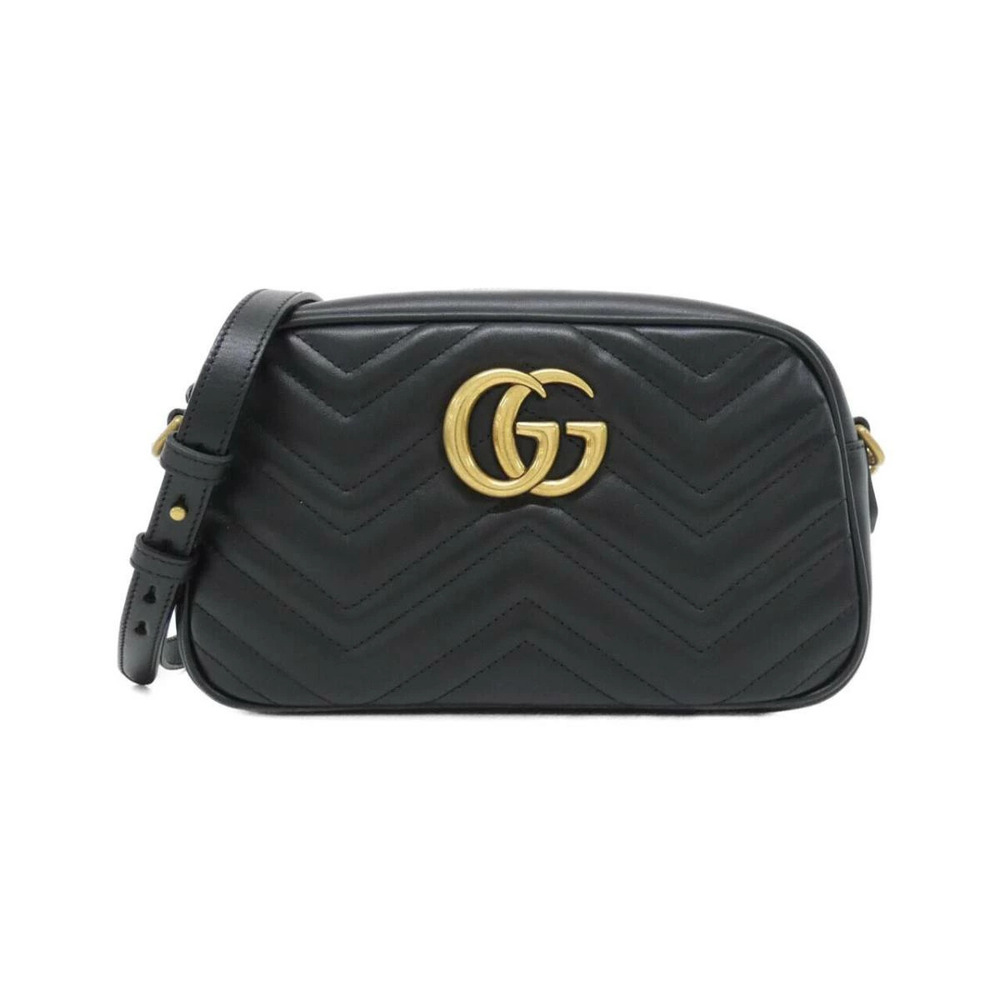 Gucci GG Marmont Camera Bag chevron quilted leather Black